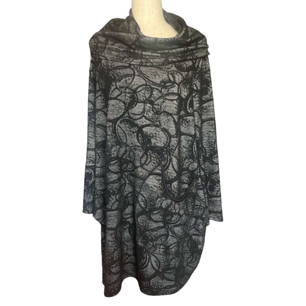 Moonlight Intarsia Scoop Neck Convertible Cowl Neck Dress L